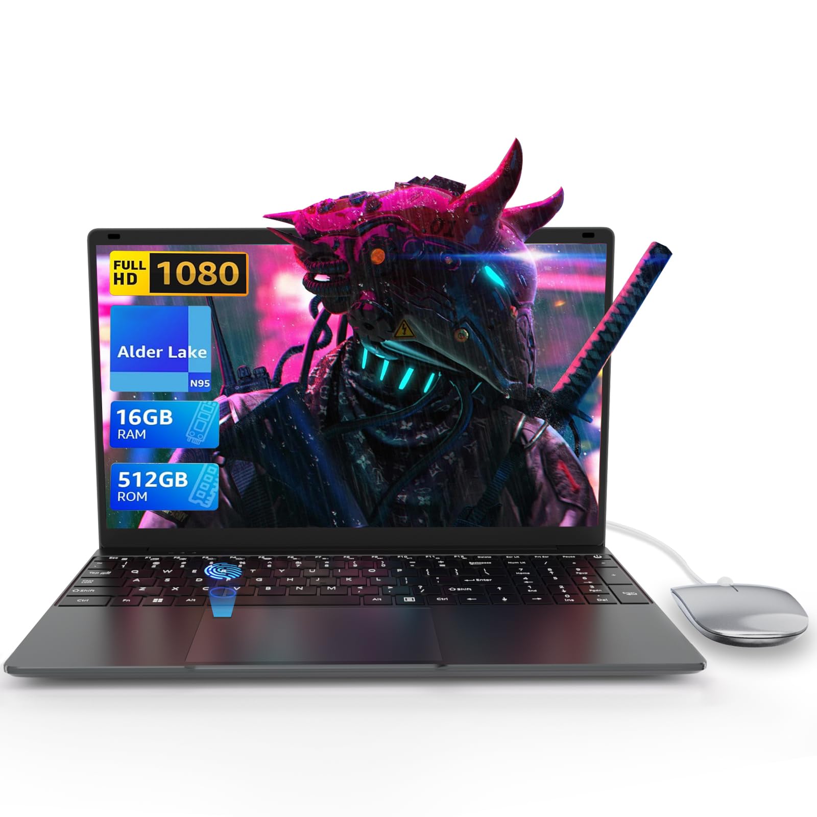 BMAX PC Portatile 15,6 Pollici 16GB RAM 512GB SSD, N95 CPU (Fino a 3,4GHz) Notebook Computer Portatile Espandi a 2TB, BT5.0, USB3.2x2, Type Cx1, 1920x1080P Laptop WiFi5 con Film per Tastiera Italiana
