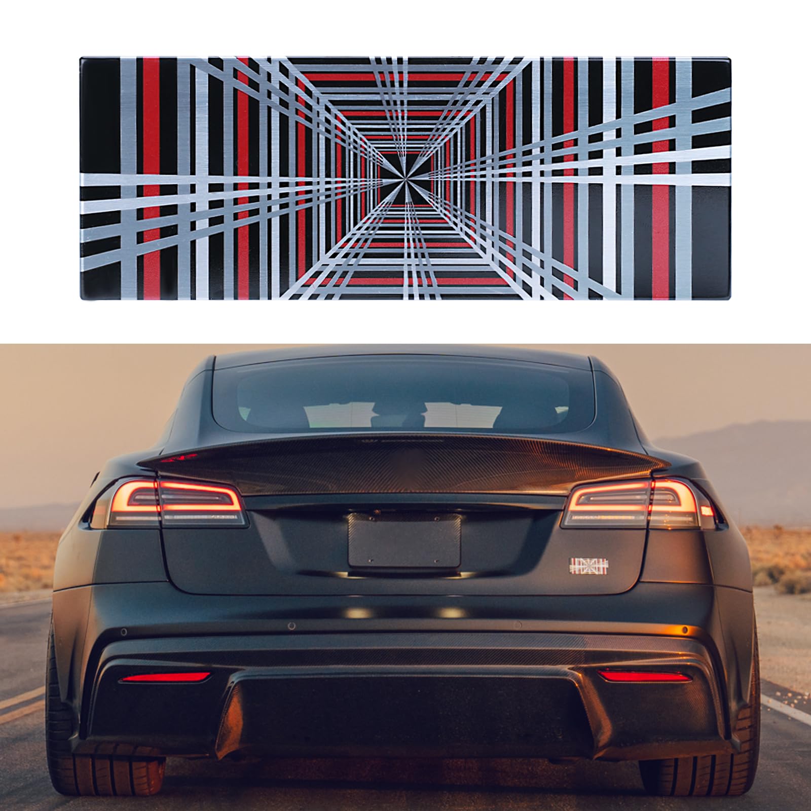 KEIVIWO Plaid Emblem Badge Stickers for Tesla Tesla Model 3 Y X S Cybertruck Semi Roadster, Performance Emblem Decal for Tesla Car Rear Trunk Boot Lid Exterior Decorative Accessories