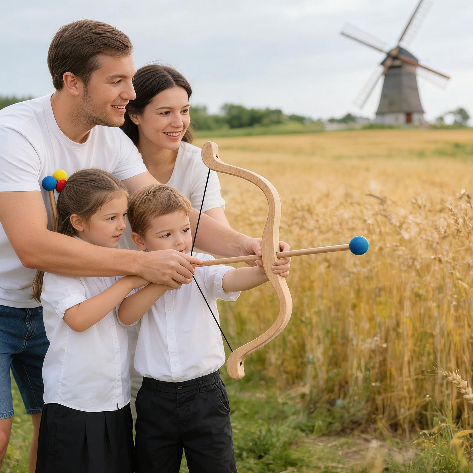 Arc pour – Jouet de Lancement en Bois avec 3 cibles | Arc débutant pour garçons, Filles de 4 à 8 Ans, Jeu, Sport, Jeu, activité intérieure et extérieure, Pratique dans Le Jardin, Jouet