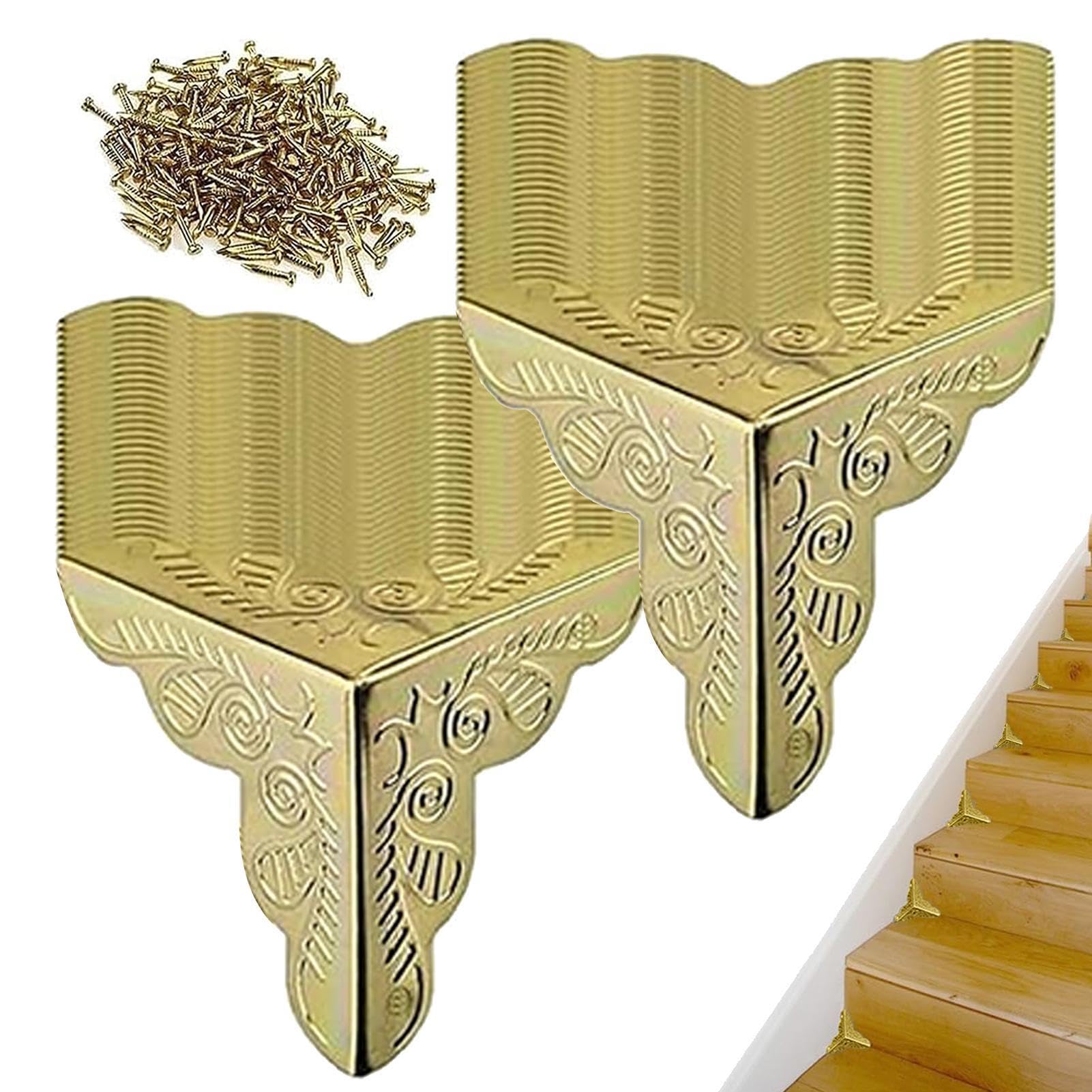 Dranng Dust Corners for Stairs | 100 Antique Style Metal Box Corner Protectors, Decorative Box Corner Guard, Elegant Stair Corner Dust Guards for Home