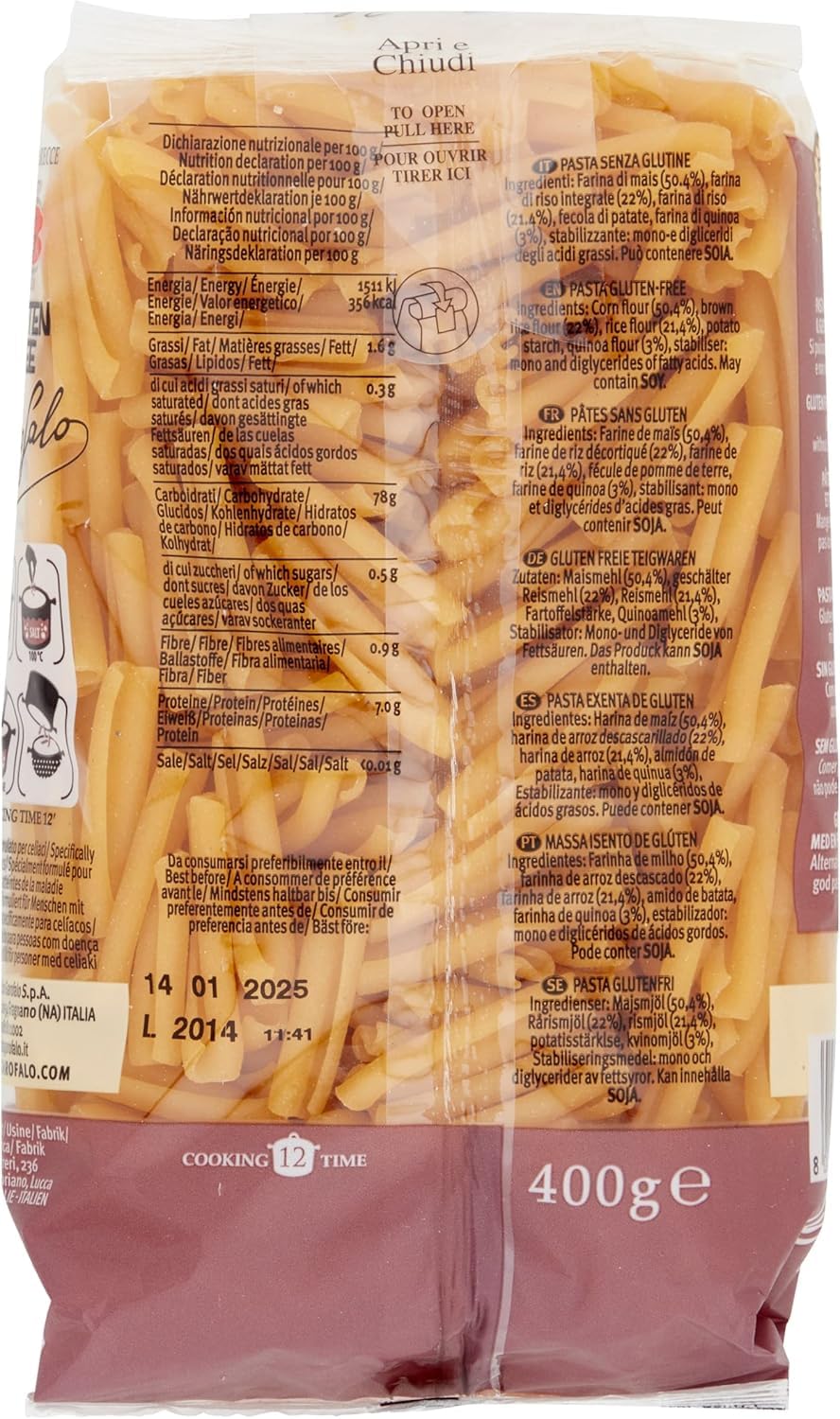 Italian Gourmet Glutenfreie Casarecce Pasta – 24 x 400 g, aus Mais, Vollkornreis & Quinoa, italienische Nudeln für Saucen, Meal Prep & Gastronomie, Großvorrat + Italian Gourmet Polpa