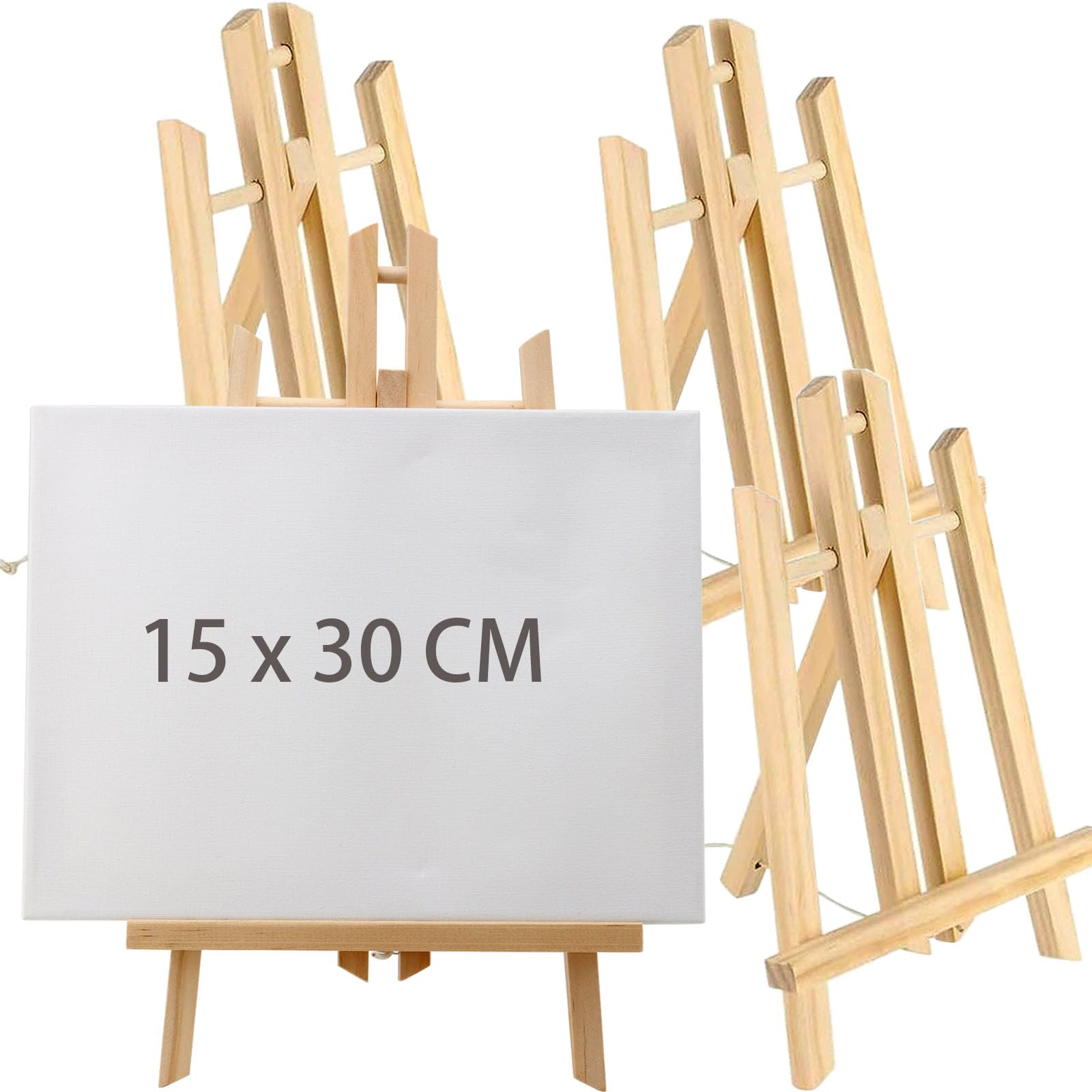 HAKZEON HAKZEON 4 Pezzi Cavalletto da Tavolo in Legno 40 x 20 CM, Mini Cavalletto con Barra Mobile, Supporto per Cavalletto in Legno Regolabile per Dipinti, Disegni, Foto incorniciate, Cartelli