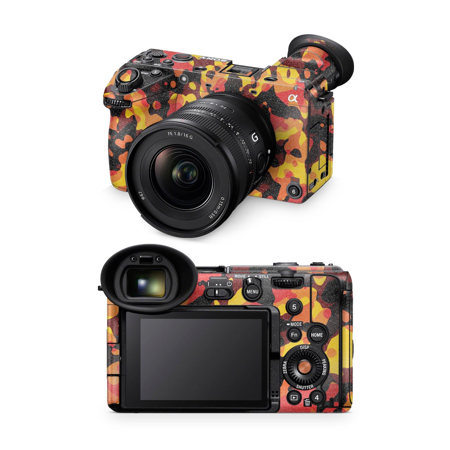 Glossy Glitter Camera Skin Compatible with Sony FX2 Digital Camera (2025) - Warm Modern Camo - Premium 3M Vinyl Protective Wrap Decal Cover - Easy to Apply | Crafted in the USA by MightySkins