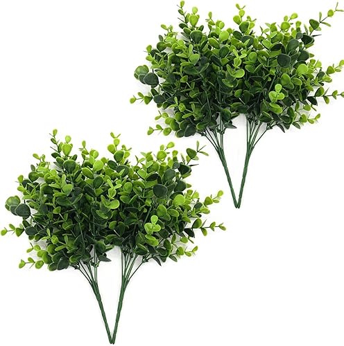 CATTREE Arbustos de eucalipto artificiales, plantas falsas, ramas sintéticas, arreglos de decoración, brotes de hojas verdes para el hogar, ramos de