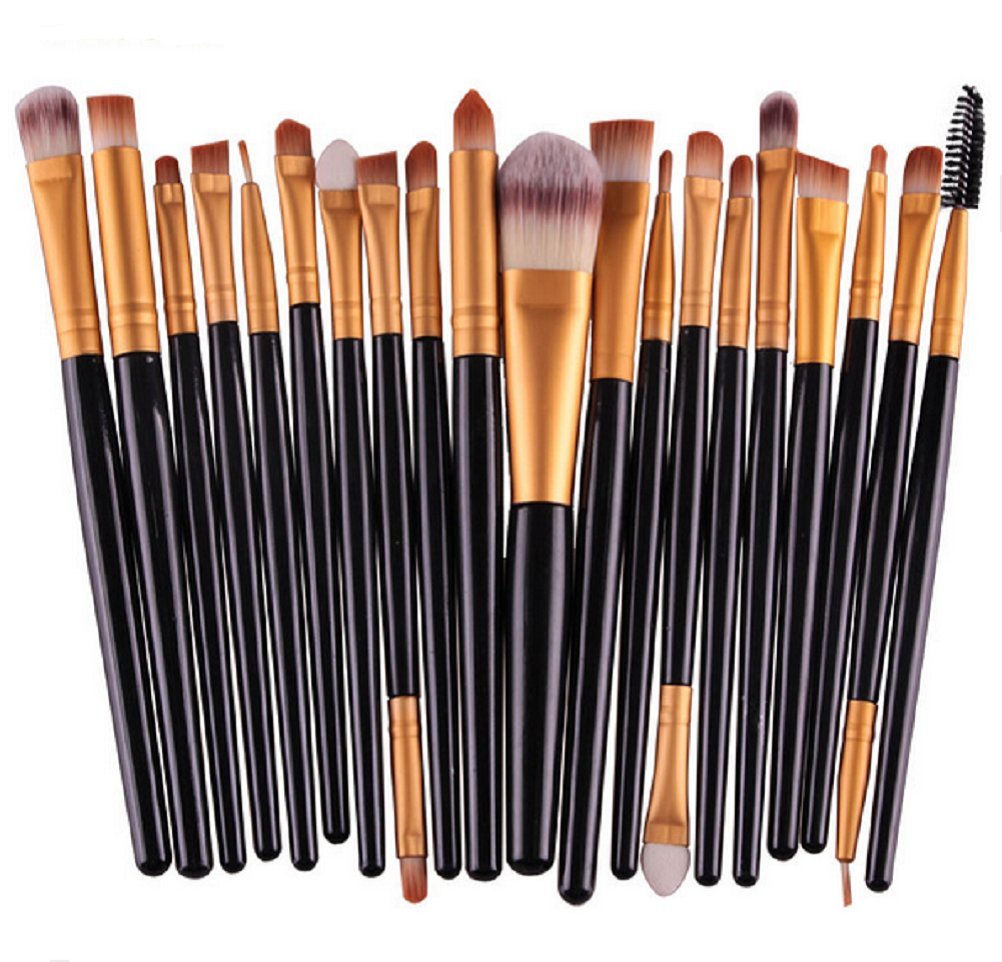 MELADY 20pcs Multi-function Pro Cosmetic Powder Foundation Eye shadow Eyeliner Lip Makeup Brushes Sets (Black+Gold) : Beauty & Personal Care