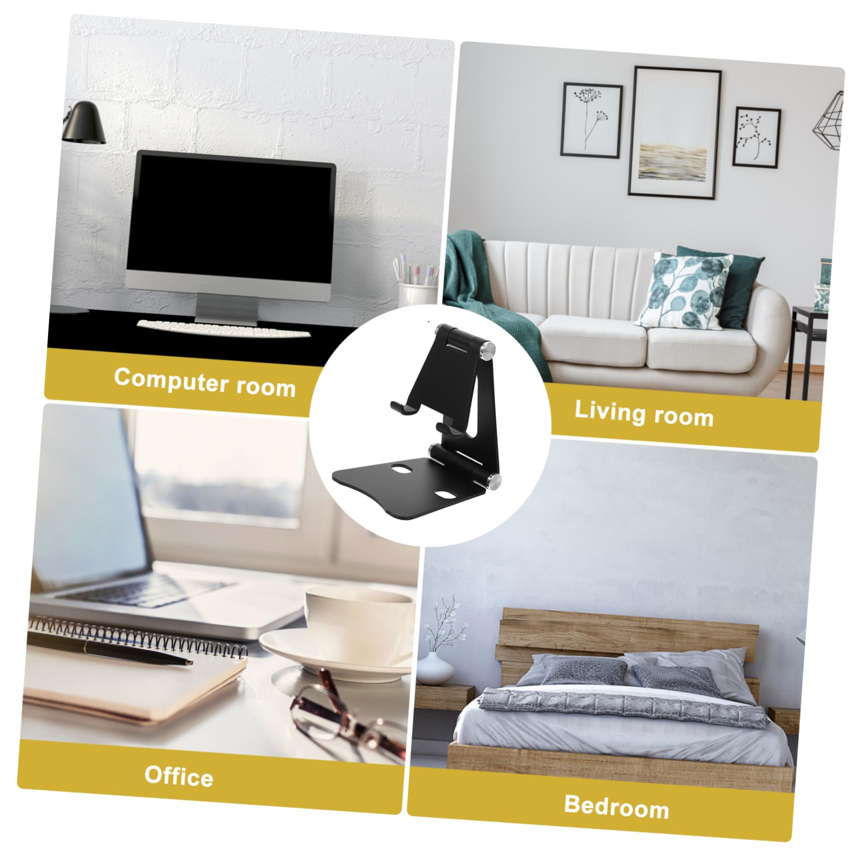Artibetter 3piezas Soporte De Teléfono Móvil Ajustable Aleación De Aluminio Base Antideslizante Compatible con y Otros Smartphones para Ver Videos y Jugar Negro