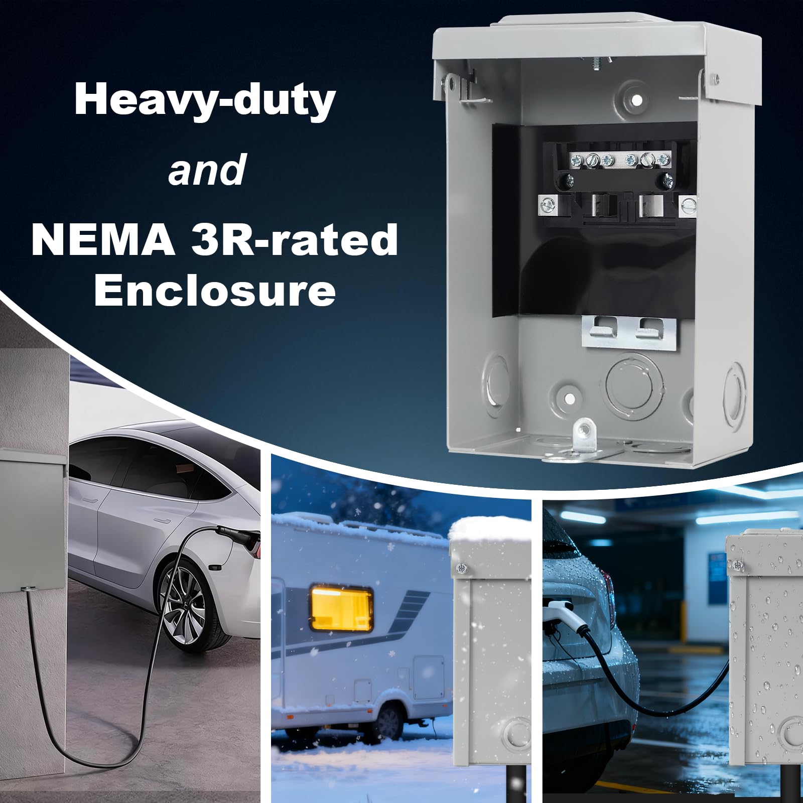 Sous-panneau de 60 A, boîtier de disjoncteur à 2 espaces à 3 fils – Compatible avec les disjoncteurs Siemens série Q, coque étanche et résistante à la rouille, utilisation en intérieur et en extérieur