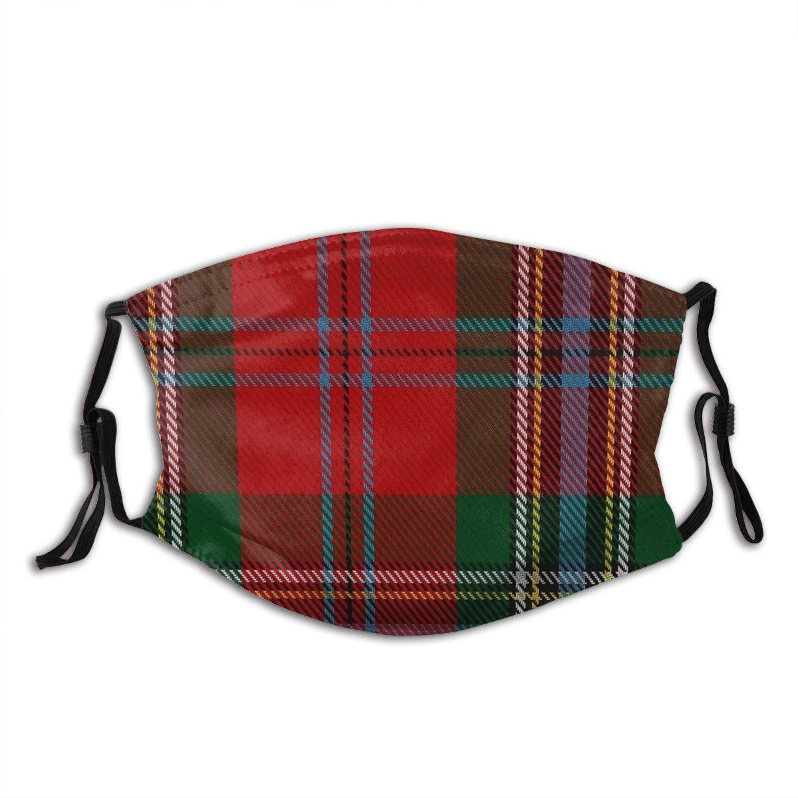 Face Mask Breathable Reusable Filter,Maclean of Duart Dress Clanfamily Tartan Cloth Mask with Adjustable Earloop Protective Masks for Indoor and Outdoor Black