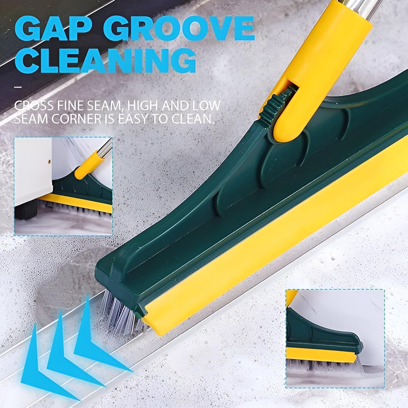 2-in-1 Bathroom Cleaning Brush - Long Handle Tiles & Floor Scrub Brush for Bathroom, Kitchen, and Home Cleaning Accessories 2
