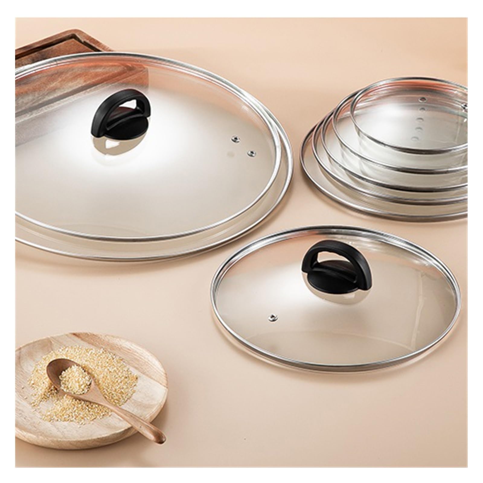 Tapas para ollas Tapa de Vidrio Templado para sartenes y ollas con Perilla de Silicona Resistente al Calor Se Adapta a Utensilios de Cocina de 16 a 40 cm de diámetro Tapa,One Color 28cm