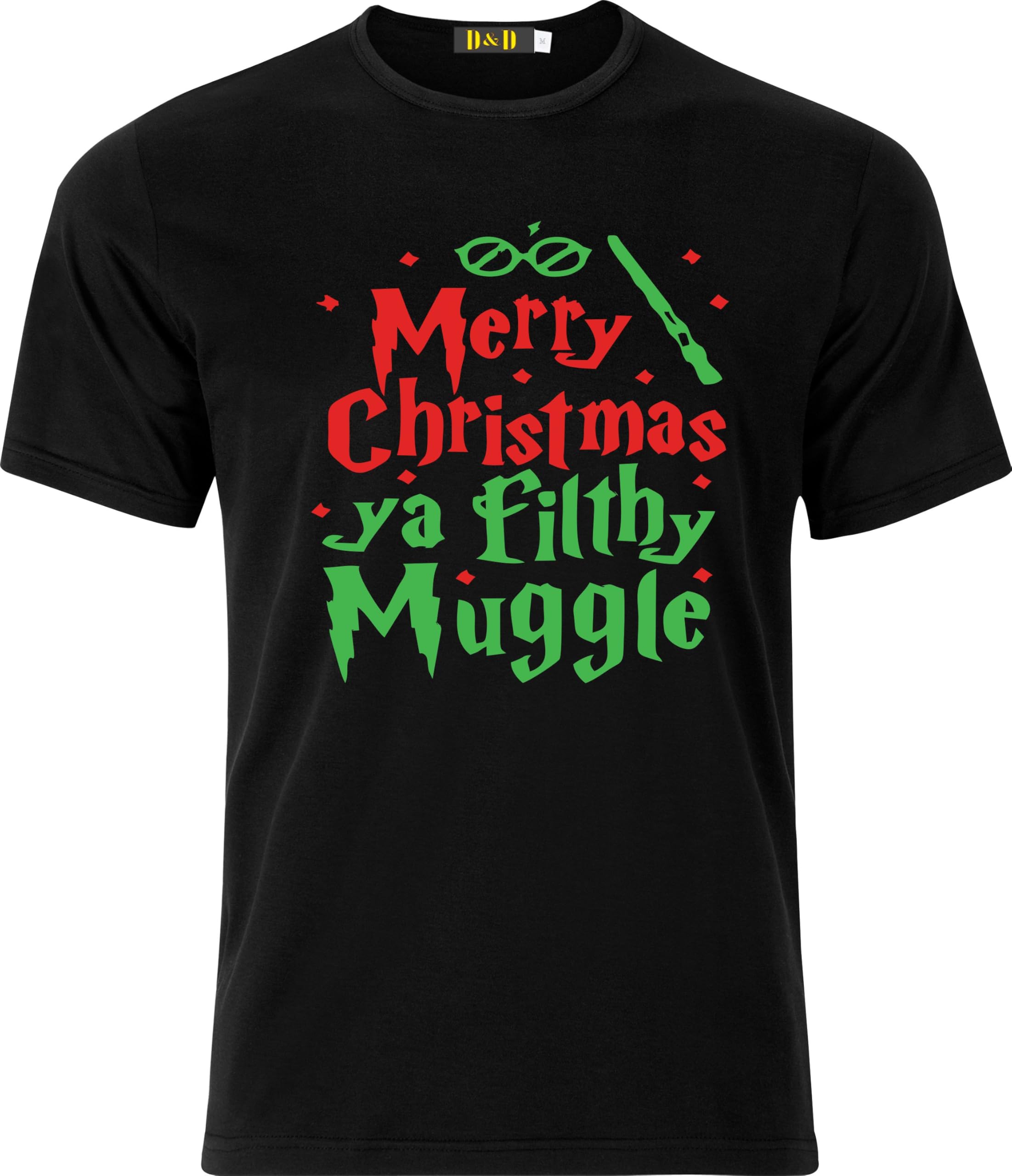 magic moments Adult DTF T-Shirt Merry Christmas Ya Filthy Muggle (UK, Alpha, L, Regular, Regular, Black)