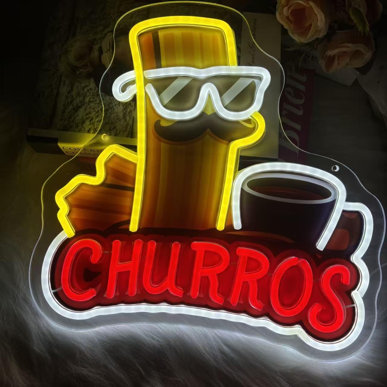 Churros Neon Sign For Bakery Decor, Churros Neon Light, Spanish Churros Restaurant Decor, Churros Lover Gift