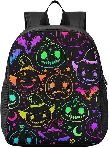 Mochila colorida de calabaza de Halloween para niños pequeños, mini mochila impermeable para niños y niñas, mochila pequeña linda para jardín de
