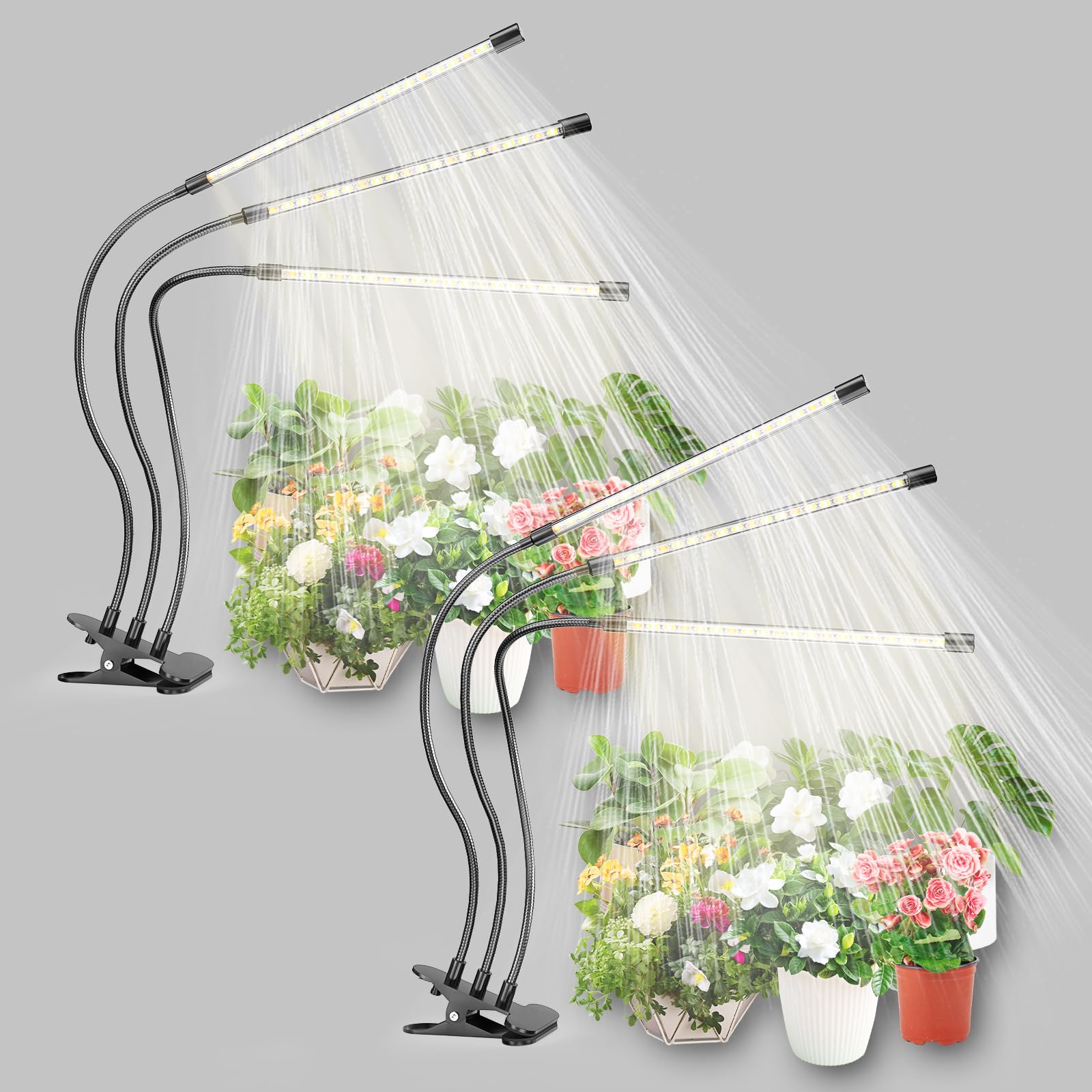 bseah Plant Light Grow Light for Indoor Plants 2 Pack, Full Spectrum Indoor Grow Lamp, 10-Level Dimmable and Auto ON & Off Timer