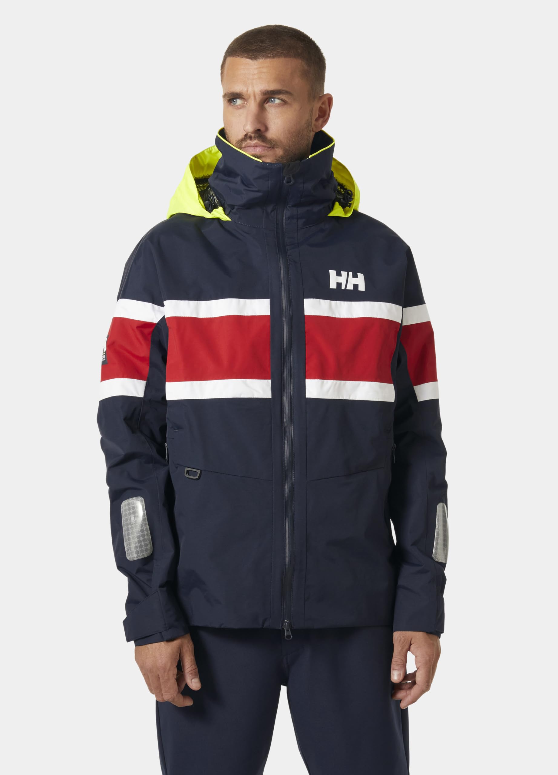 Helly-Hansen Salt Original Jacket - Giacca da vela da uomo, con bandiera a strisce, impermeabile, con cappuccio riflettente