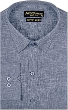 ACCOX Men's Full/Long Sleeves Formal Regular Fit Cotton Linen Plain Shirt -GCRFS29