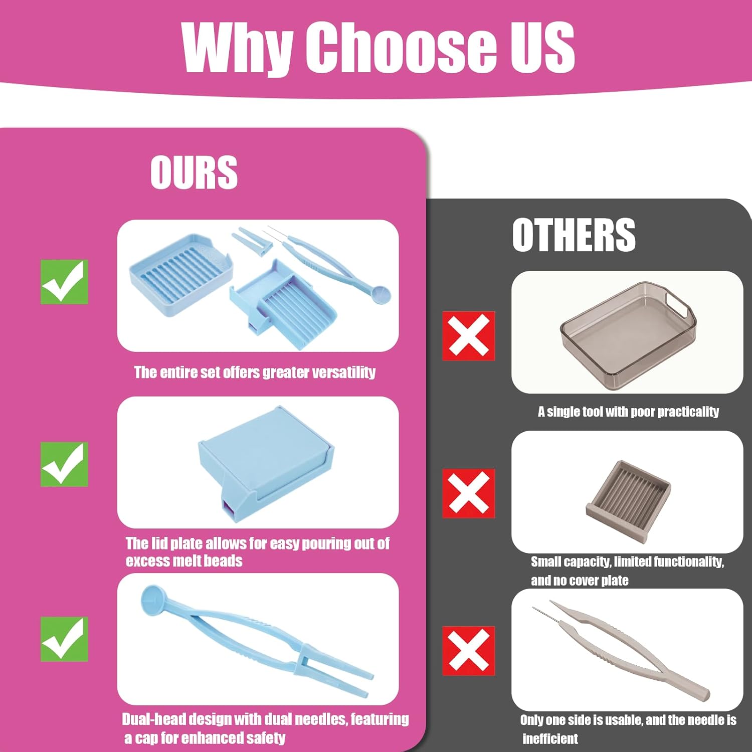 5mm Fuse Bead Double Needle Tweezer Bead Scoop - Picking Tray &Aligner Tray Kit,Efficient Sorting Tools with Effortless Beads Recovery.(blue) - Image 5