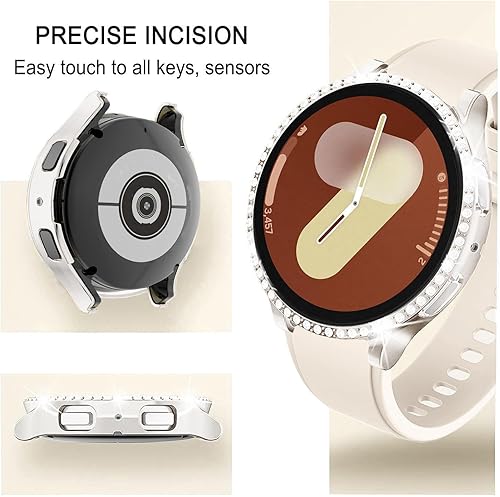 Vista 94 de Correas compatibles con Samsung Galaxy Watch FE / 5/4 de 1.575 pulgadas, correa de metal con diamantes de imitación brillantes de 0.787 pulgadas