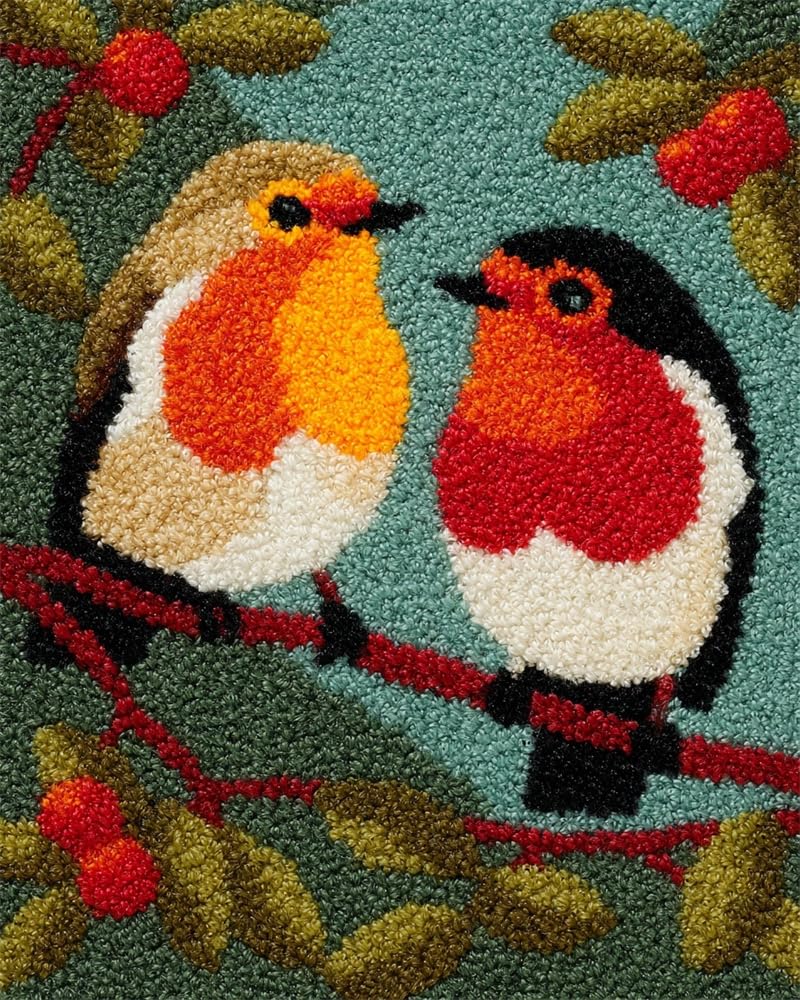 FWRTYCB Latch Hook Rug Kit Robin Bird Couple on Branch