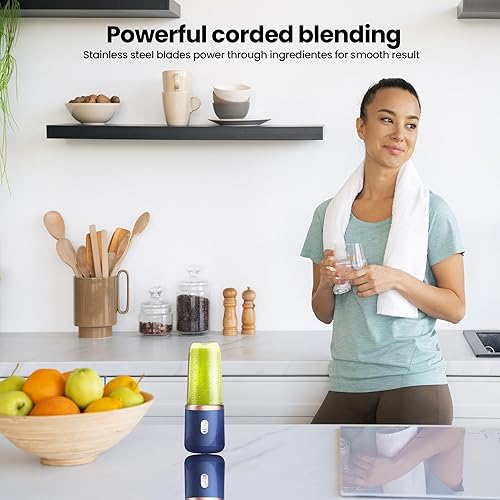 Miniatura 6 de Regalosonline - Mini batidora de mano personal y portátil para batidos, jugos, proteínas, frutas y verduras con 6 cuchillas + 2 tazas para ir a