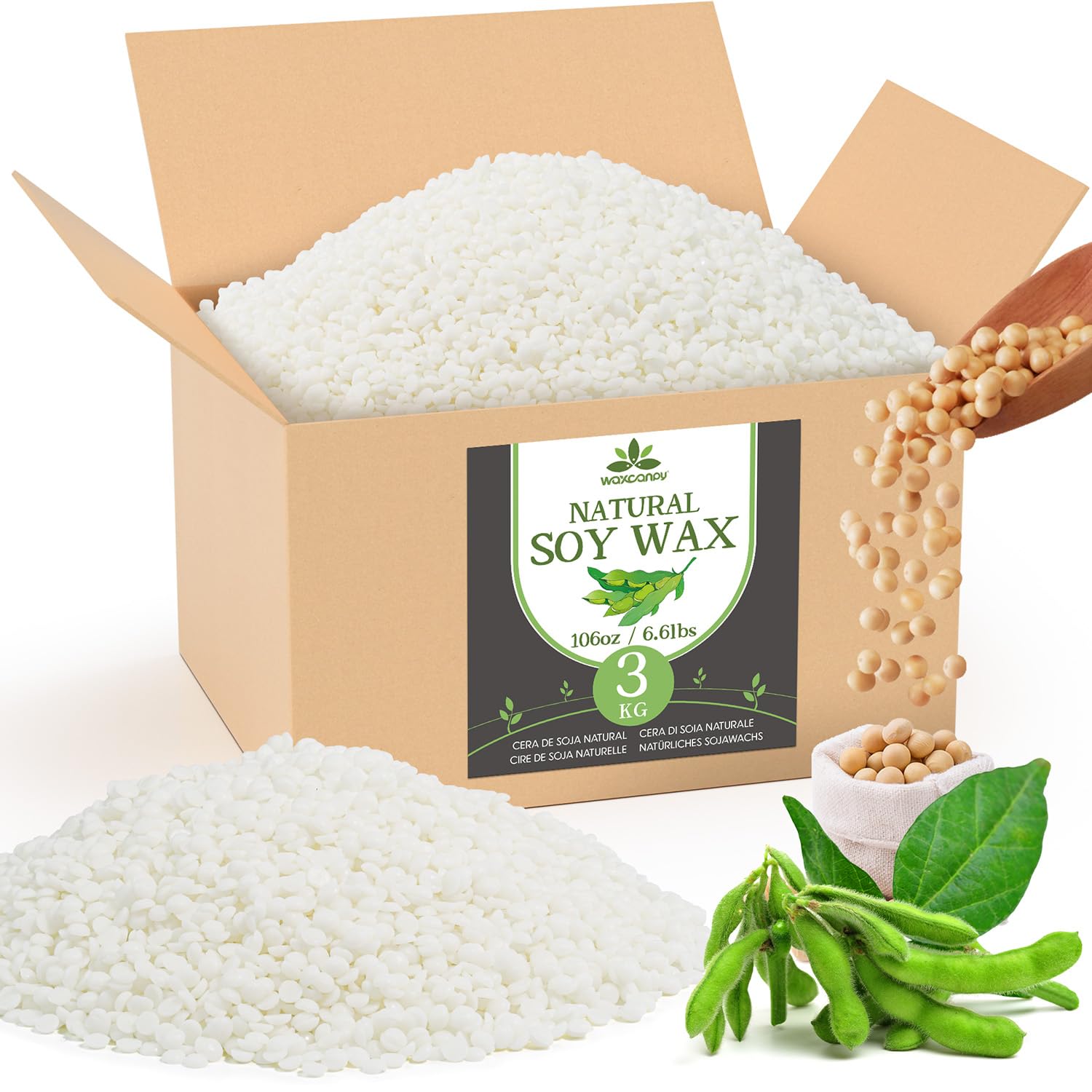 Waxcanpy Sojawachs 200G/1KG/1.8KG/5KG/10KG/15KG, Premium Kerzenwachs