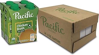 Pacific Foods Low Sodium Organic Free-Range Chicken Broth, 8 oz Carton (4 Pack) (Case of 6)