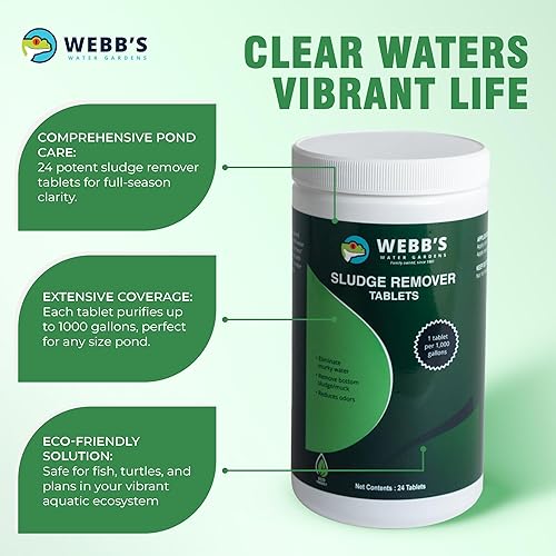 Miniatura 2 de Webb's Water Gardens Tabletas removedoras de lodo para todas las estaciones para estanques Koi y jardines acuáticos, sin ensuciar, fáciles de usar,