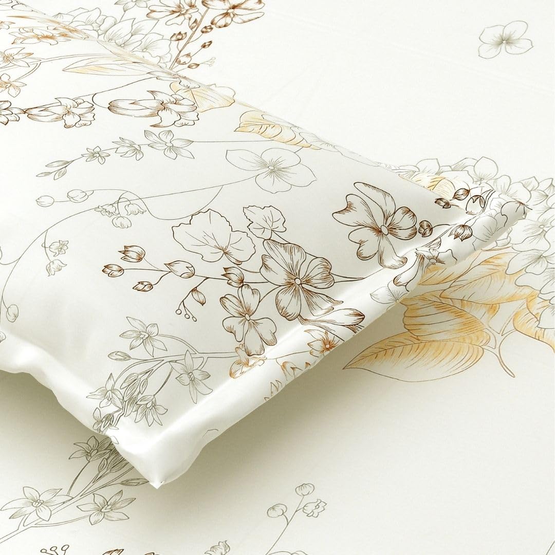 Sponsored Ad - Jaipur Weaves Bedsheet King Size 100% Pure Cotton 240 TC Bed Sheet with 2 Pillow Covers, Super Soft Cozy Bedsheets Set,108X108 Inches/ 9Ftx9Ft (Blossom Garden, Super King, Pack of 1), White