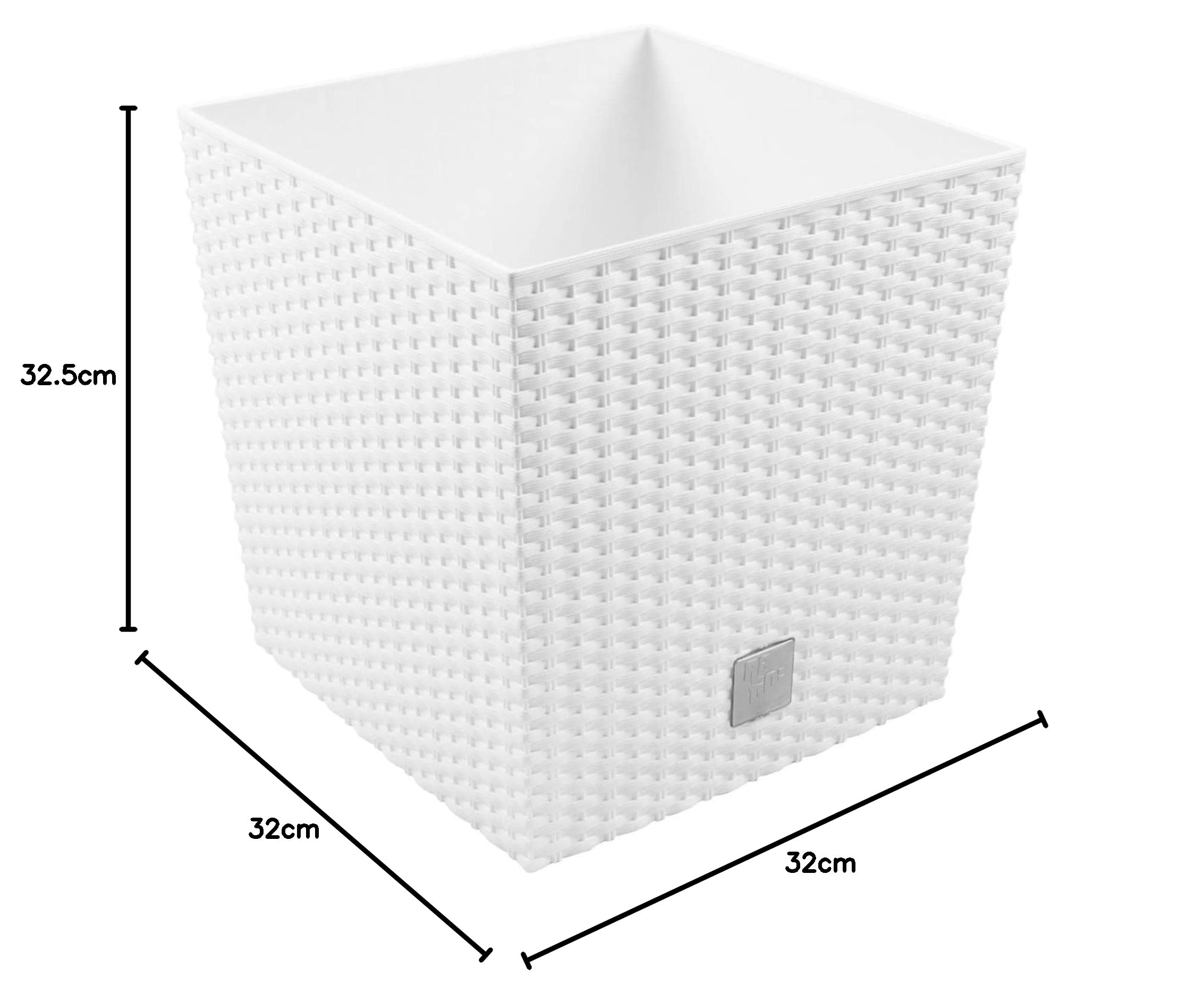 PROSPERPLAST Pot Rato Square 32 L avec depôt en plastique blanc 33x33x33 cm
