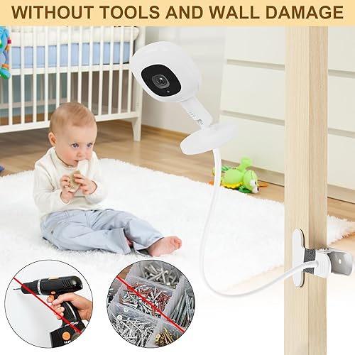 Miniatura 5 de Soporte para monitor de bebé Nanit Pro Smart Baby Monitor y Flex Stand, brazo flexible de cuello de cisne largo con tornillo de 14, abrazadera de