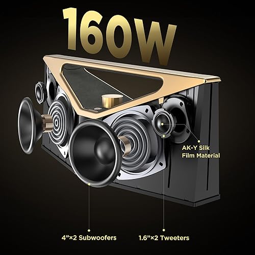 Miniatura 3 de BUGANI Altavoz Bluetooth de audio de alta resolución, 160 W, altavoz Bluetooth portátil grande con subwoofer de graves profundos, estéreo