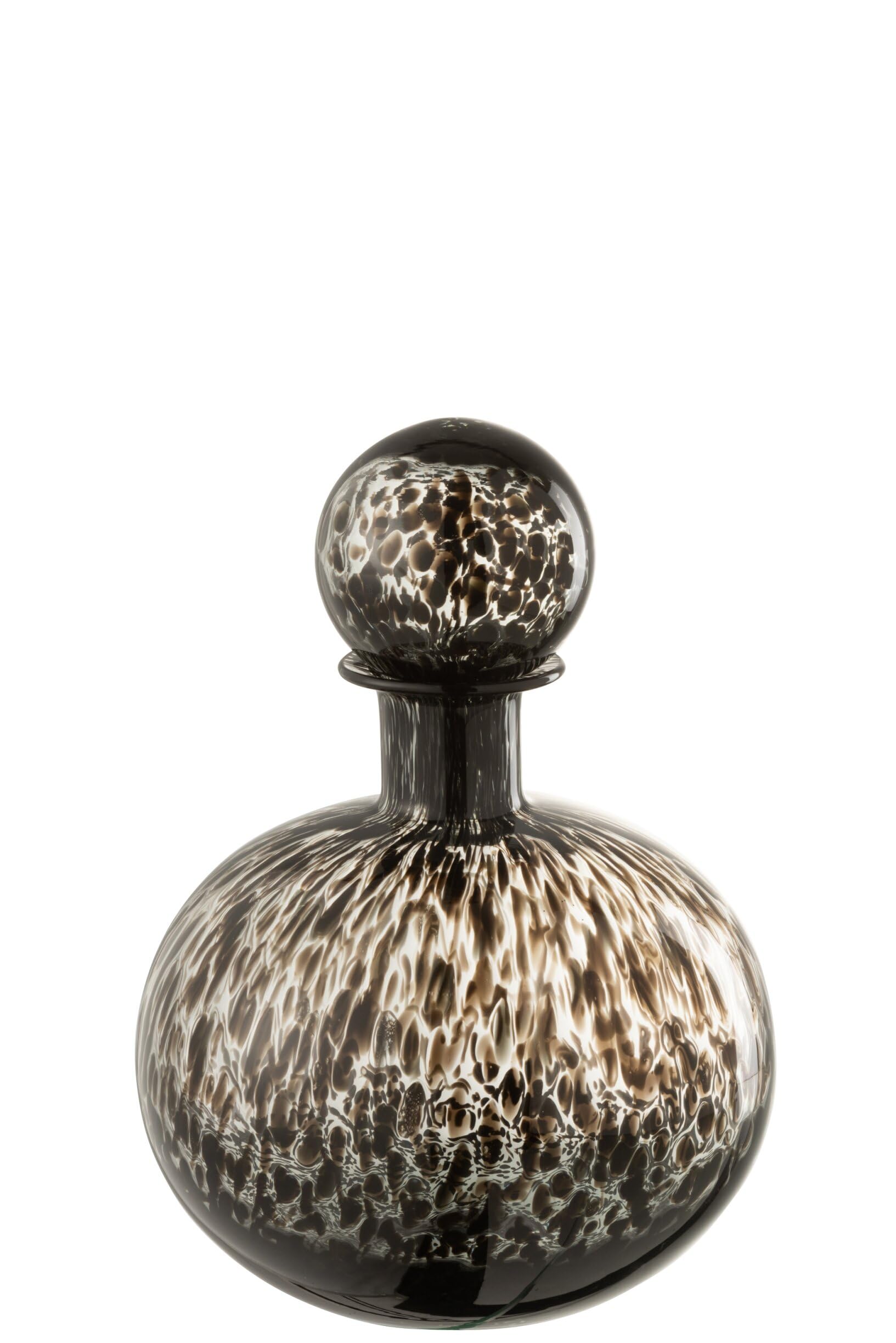 J-Line décoration Bouteille + Bouchon Pois Rond - Verre - Noir