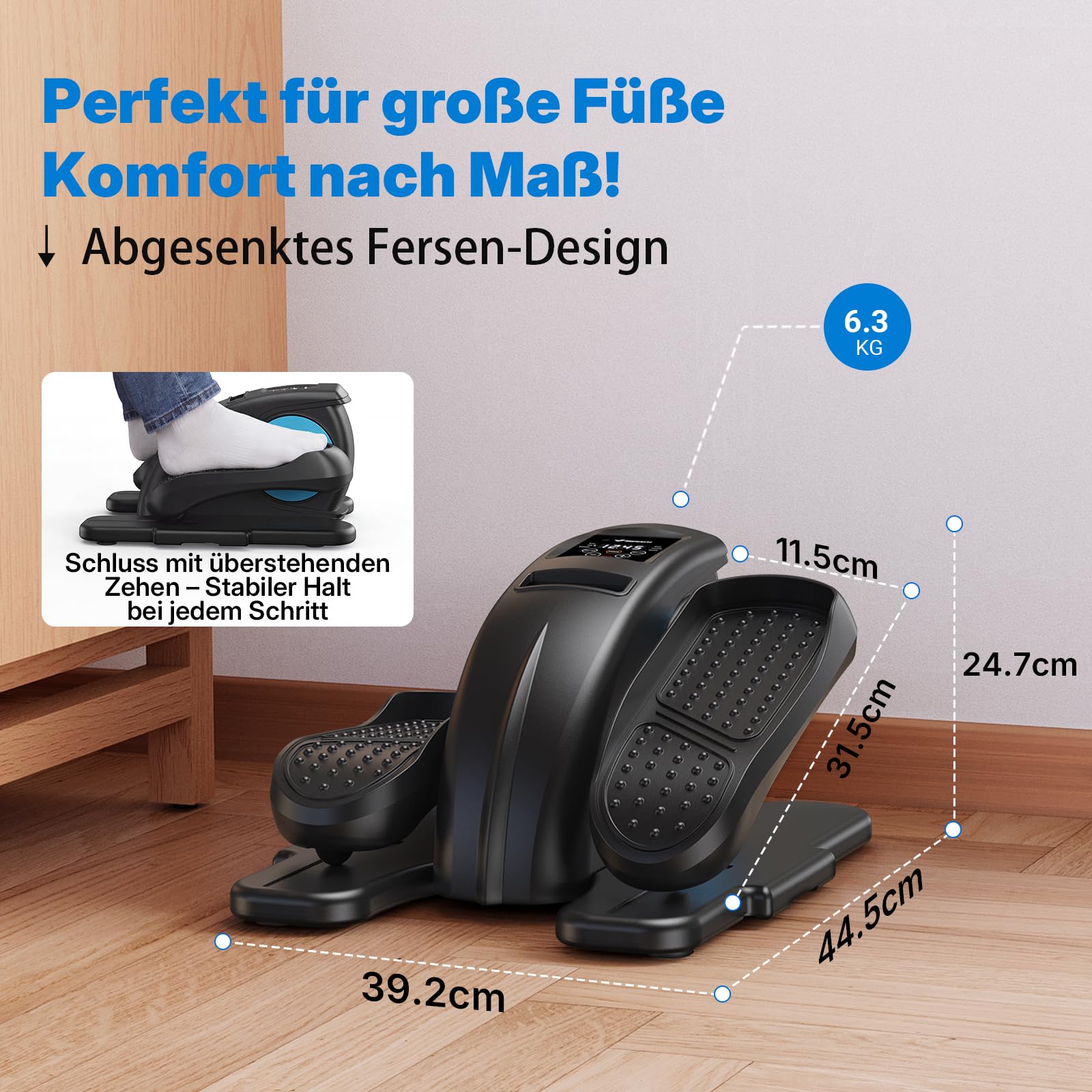 MERACH Mini Ellipsentrainer Untertisch Elektrischer Crosstrainer mit Fernbedienung 12 Geschwindigkeiten Leise Tragbar Stepper