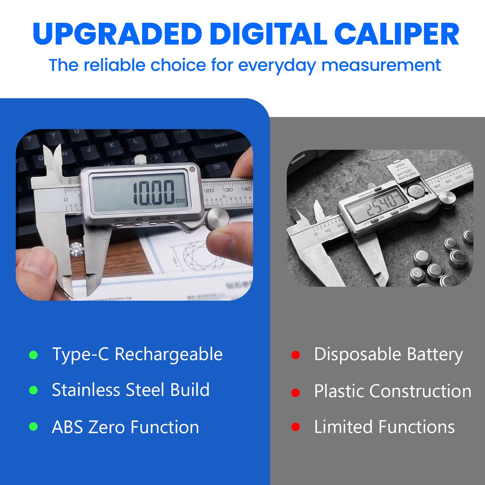 Digital Caliper 0-8 Inch - USB Rechargeable -7