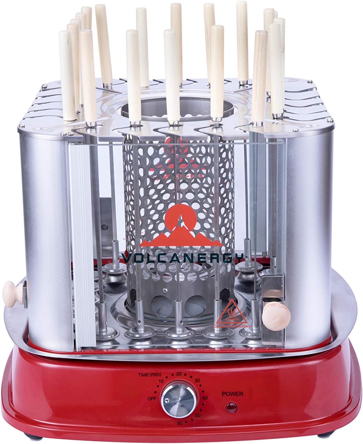 Vertical Rotisserie Oven, Portable Charcoal BBQ Grill Smokeless Automatic Rotating Broiler Shawarma Gyro Doner Kebab Machine Countertop Kabob Grill Includes 20 Sticks