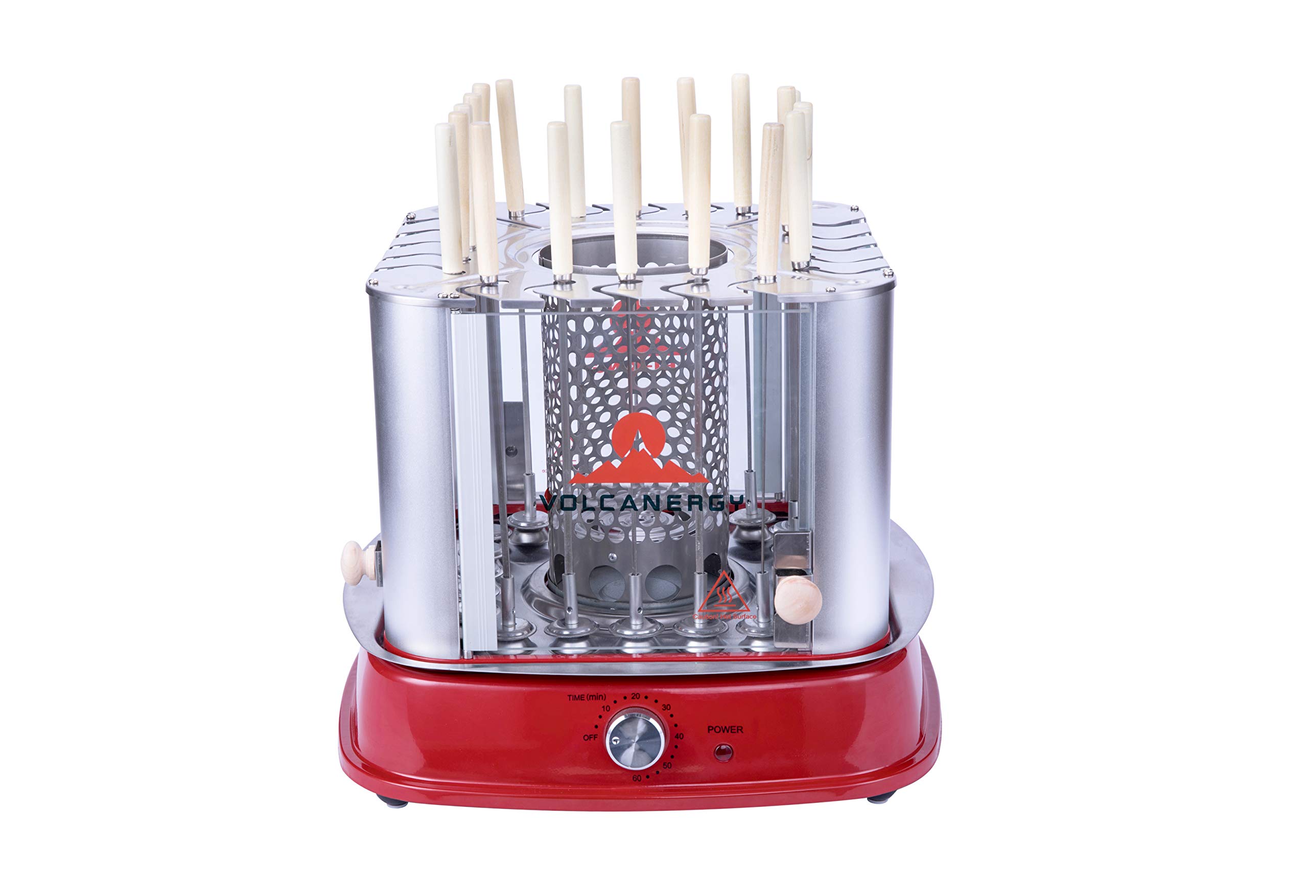 Vertical Rotisserie Oven, Portable Charcoal BBQ Grill Smokeless Automatic Rotating Broiler Shawarma Gyro Doner Kebab Machine Countertop Kabob Grill Includes 20 Sticks