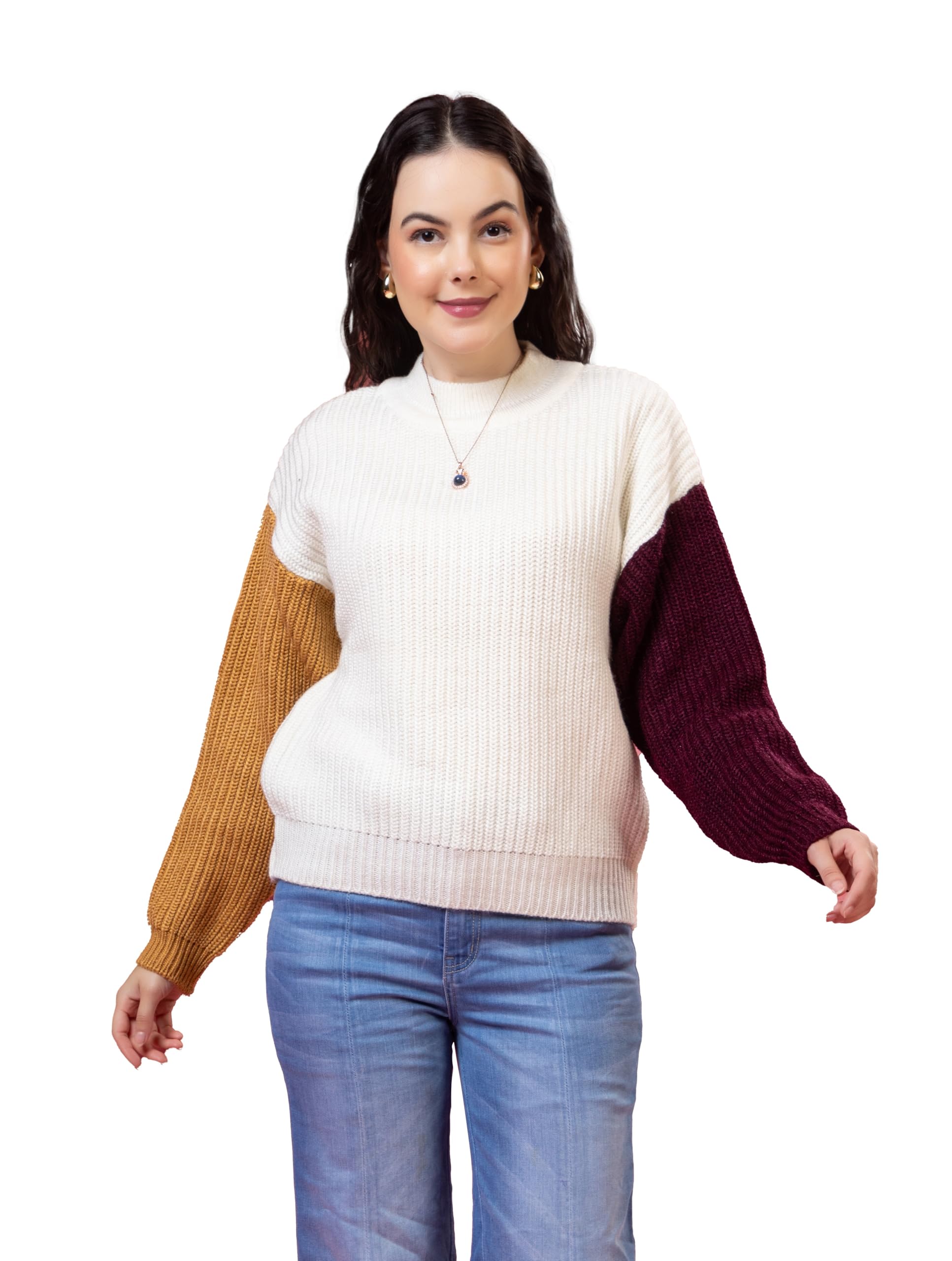 wear lusso Womens Round Neck Pure Wool Winter Wear Pullover Sweater | Multicolor Full Sleeve | Latest Stylish Crafted with Comfort Fit for Winter Season-picture-42