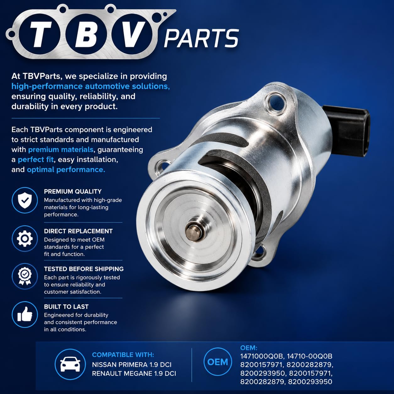Zawór EGR 1.9 DCI F9Q800 AGR dla pierwszego, Megane II 8200157971 8200282879 8200293950 8200360201 8200467030 820054444444444444444444444440 820 820 822998 1471000Q0B 7.22818.62.0 717720012