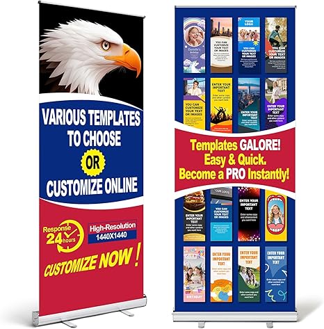 Custom Retractable Banner Stand Professional Design Templates Signs Customize With Stand for Indoor Outdoor Display Promotion & Advertising (33″X81″)