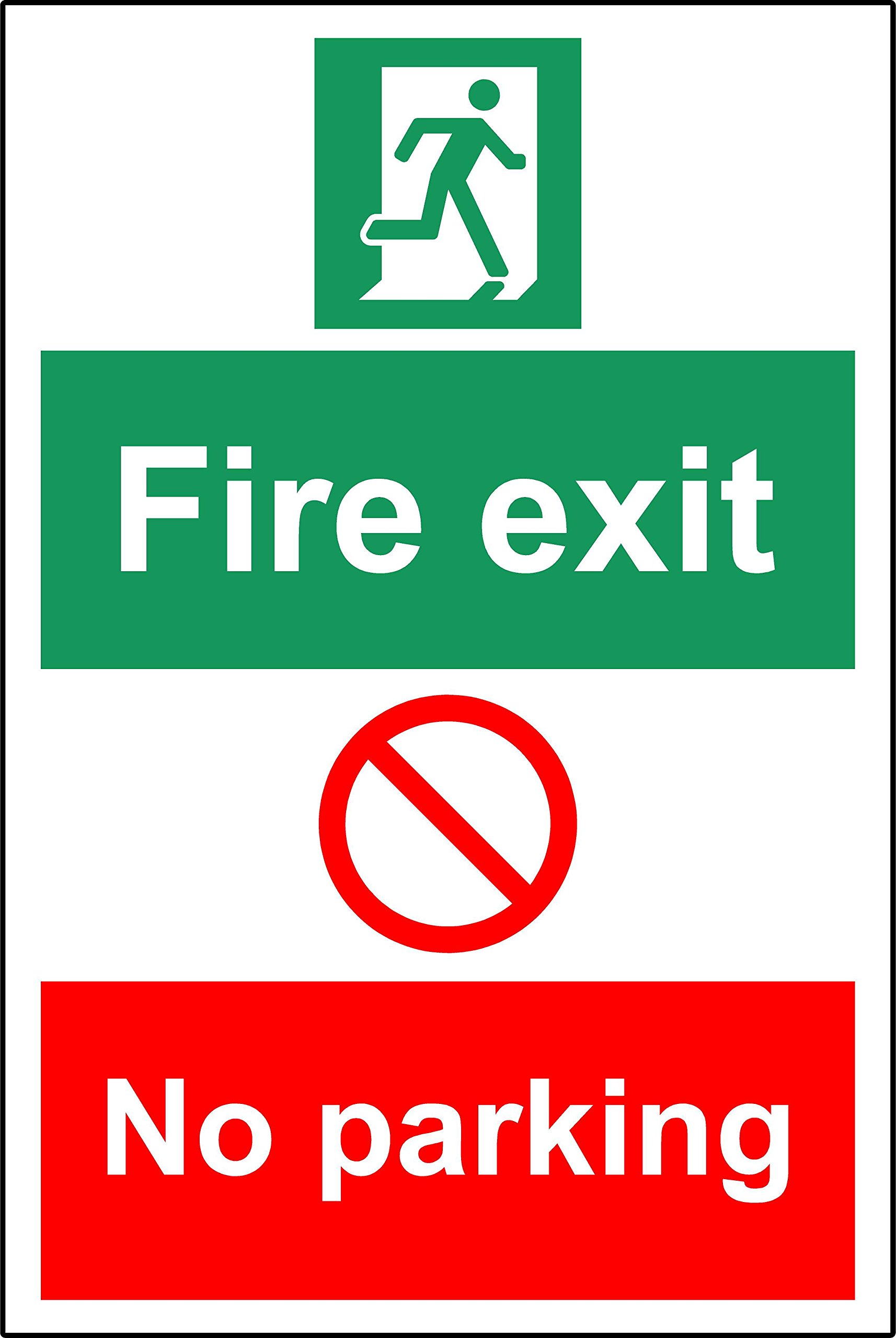 Fire exit no parking safety sign - 1.2 Rigid plastic 300mm x 200mm