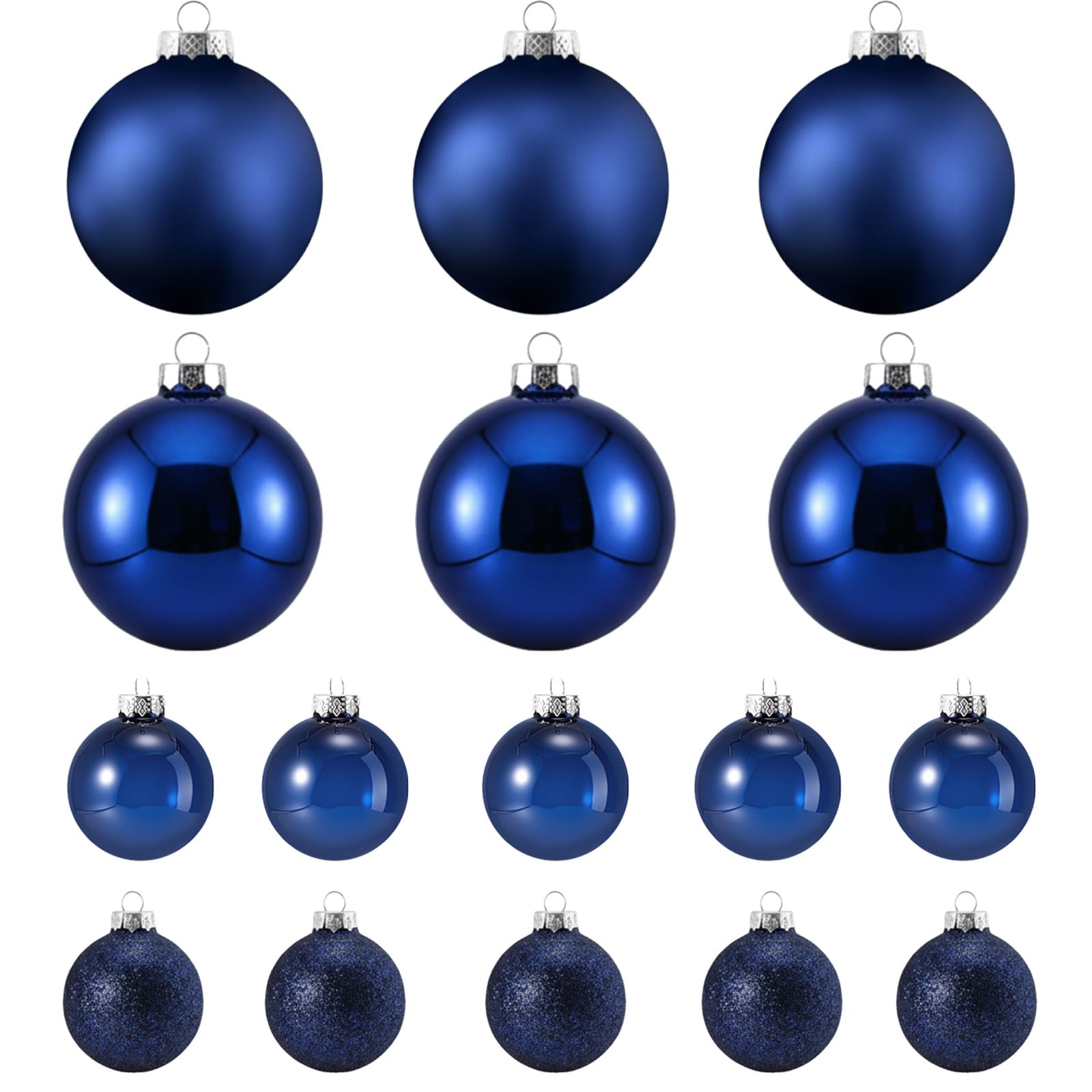 Vicenpal Set di 16 palline di Natale in vetro, decorazioni per albero di Natale, decorazioni per albero di Natale, lampadine da appendere per Natale, decorazioni per la casa e feste (blu)
