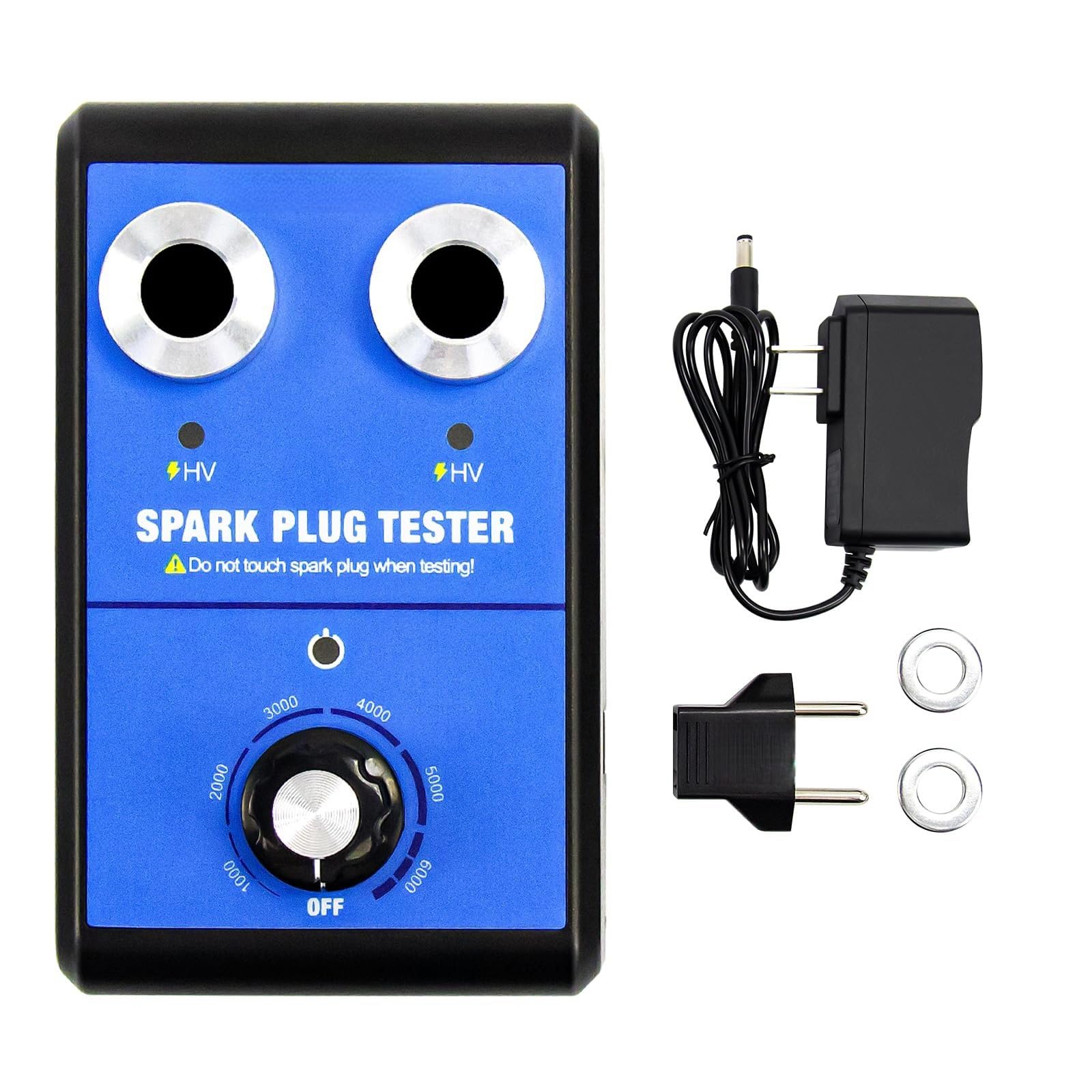 Spark Plug Tester, Dual Holes Automotive Engine Ignition Coil Tester 0 to 6000RPM Adjustable Working Frequency Car Motorcycle Spark Tester Tool for Gasoline Vehicles Spark Plug Socket