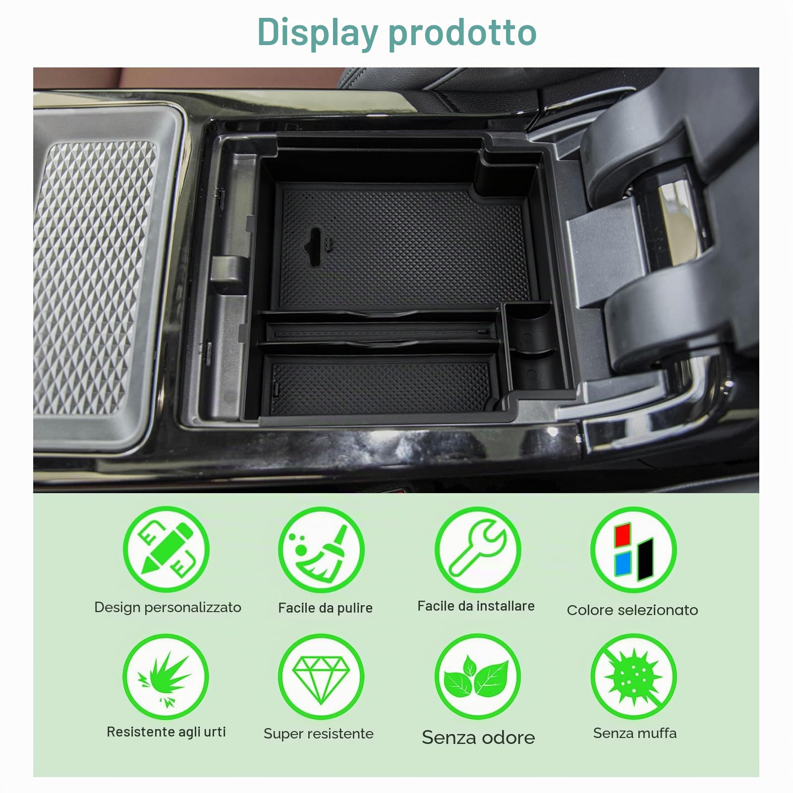 GAFAT Compatibile con Range Rover Evoque 2019-2025 2026 Contenitore per Console Centrale, Evoque L551 Organizer per Braccioli, Vano Portaoggetti, Accessori Evoque
