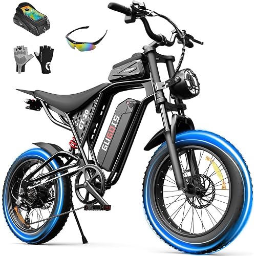 Electric Bike for Adults, 20" Fat Tire Electric Bike, Peak 1000W Motor, 48V Removable Battery, Up to 45/60 Miles, Full Suspension, Dual Disc Brakes, 7-Speed, All-Terrain Off-Road Ebike