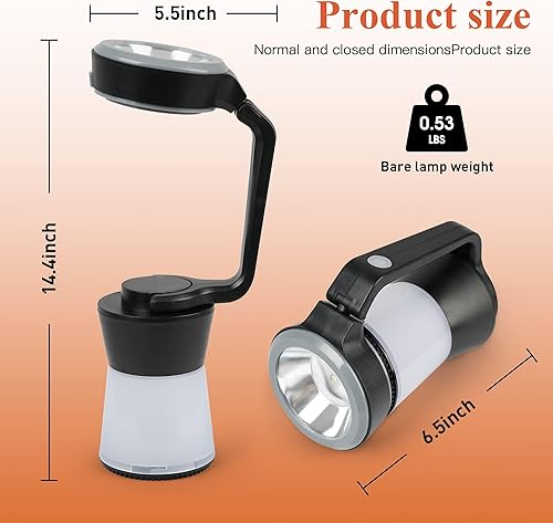 Miniatura 2 de COOZMENT Linterna portátil para campamento, luces LED alimentadas por batería, 200 lúmenes, luz multifuncional para exteriores, lámpara de mesa de