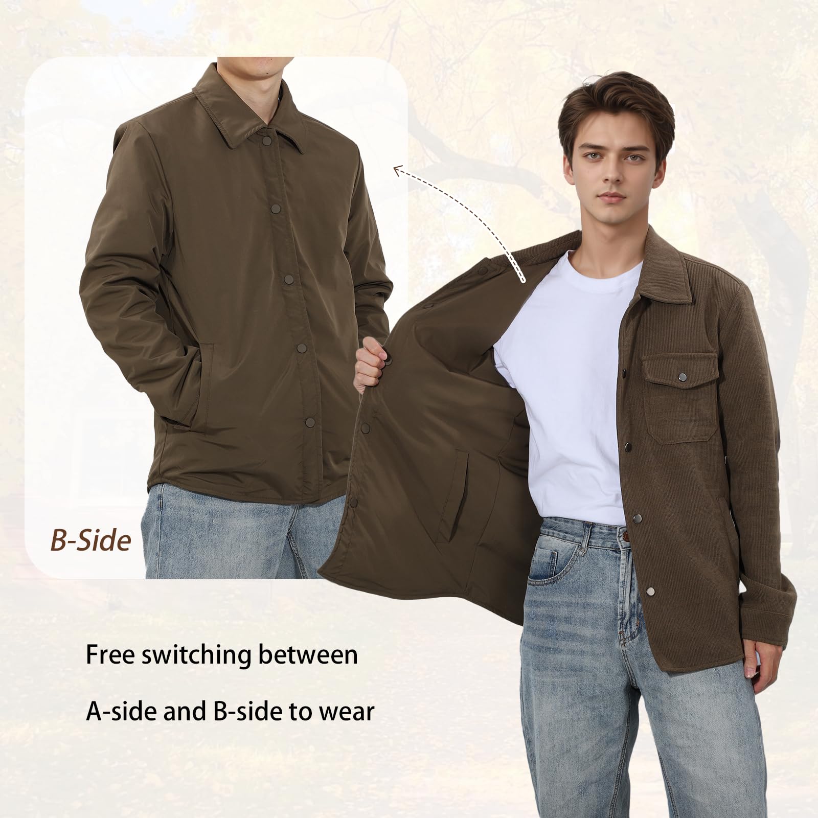 Giacca in corduro da uomo Outdoor Windbreaker Casual Cappotti a maniche lunghe