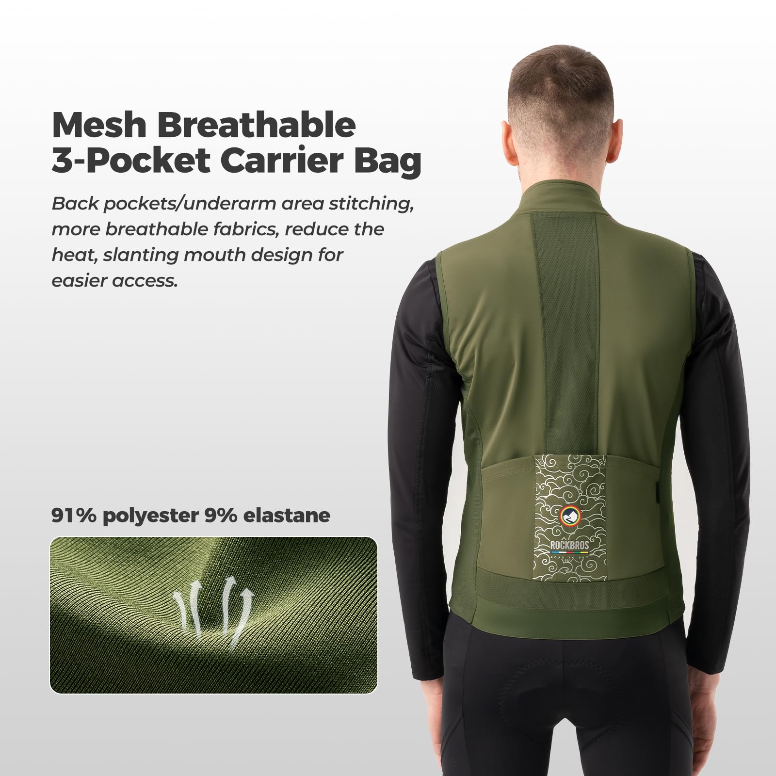 ROCKBROS Road to Sky Chaleco Cortavientos Ciclismo para Hombre Mujeres Chaqueta sin Mangas Otoño para Ciclismo Running Aire Libre