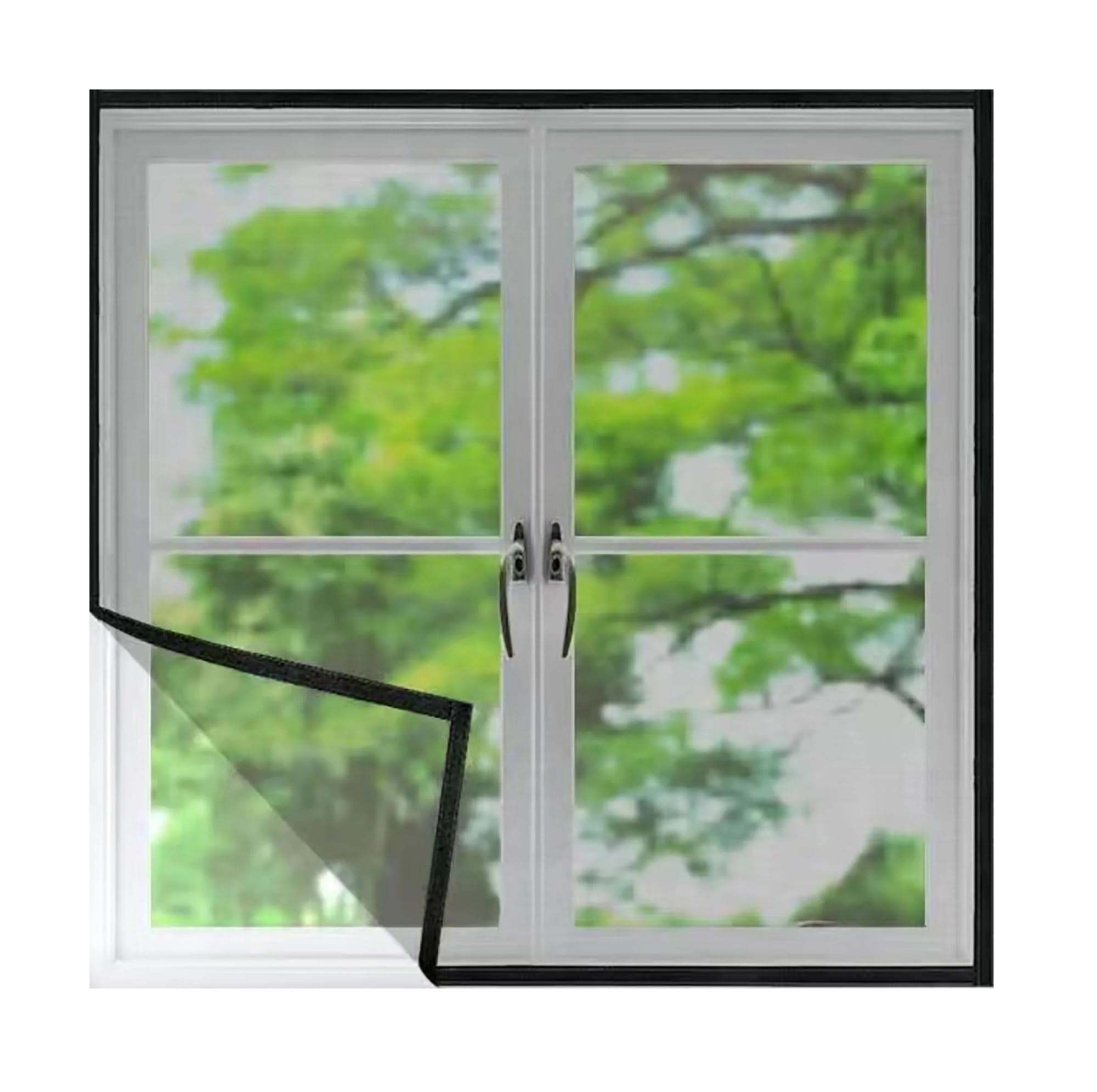 1PC Black Self-Adhesive Reusable Window Mosquito Net Screen Sheer Cloth Washable(Black-Width 80cm,Height60cm)