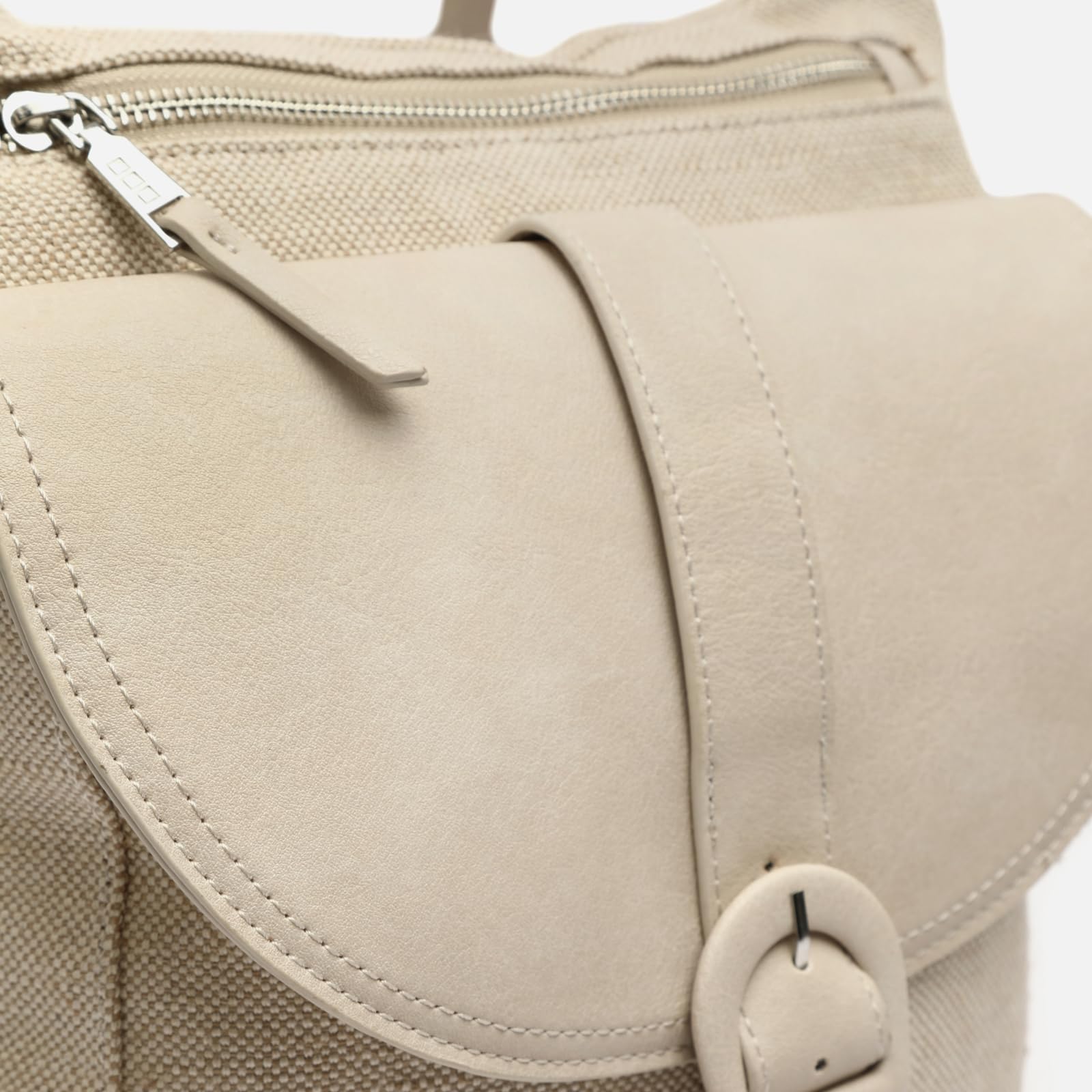 MISAKO Alanu mochila antirrobo efecto rafia Mujer - Alanu Beige 36x11x28cm