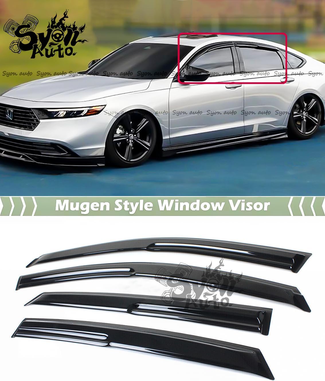 FITS 2023-2026 Honda Accord JDM Mugen Style Window Visor RAIN Guard Vent Deflector